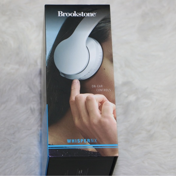 Brookstone WhisperNX Active Noise Cancelling Headphones in White Foldable - Picture 5 of 10